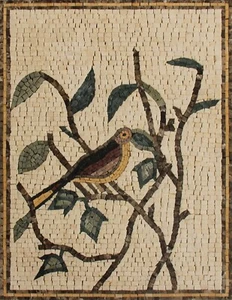 Mosaic Marble Artistic Nature Bird ANIMAL Floor Design 20x26 Inches - Picture 1 of 1
