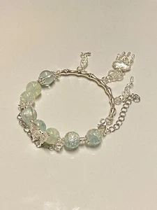Light Green Bracelet Beaded Bamboo Joints Half Bangled Butterfly Tassel UK Women - Picture 1 of 3