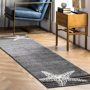 Minnie Coastal Seestern Läufer Teppich, 2 Fuß 6 Zoll x 10 Fuß, grau HM100 - Bild 1 von 6