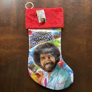 Bob Ross Happy Accidents Splatter Pattern Christmas Stocking, NWT - Picture 1 of 6