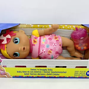 Hasbro Baby Alive Sweet n Snuggly Baby Washable Doll Bottle Sucks Thumb Toes - Picture 1 of 19