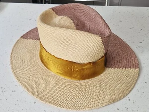 NICK FOUQUET Straw Fedora Hat Size 7 1/8 - Picture 1 of 12