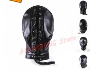 Erwachsene Unisex Pu Leder, Schwarz BDSM Sexy Leder Maske Kapuze Maske - Bild 1 von 3