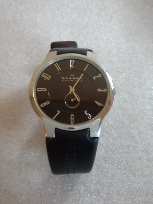 Мужские часы Skagen повседневный ремешок сталь черная кожа - 433XLSLBB - Изображение 1 из 4