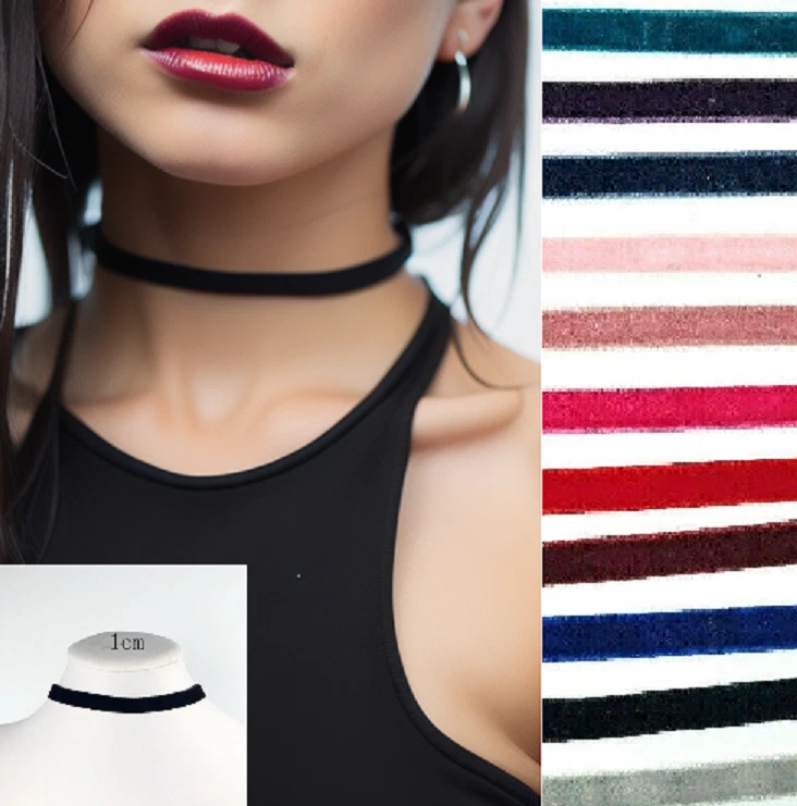 Choker Necklace Velvet Collar Punk Classic Gothic Retro Tattoo Multicolour Women - Image 1 of 1