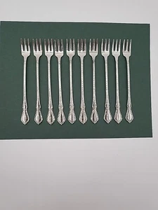 Set Of 10 Oneida Mansion Hall Stainless Steel Cocktail Forks Floral Flatware - Picture 1 of 6