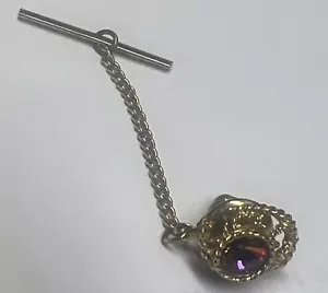 Vintage Swank Red Crystal Tie Tag Gold Tone - Picture 1 of 7