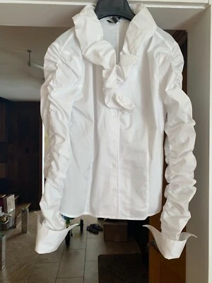 BLUSA SAMUEL DONG BLANCA CON VOLANTES, PRECIOSA, TALLA S Foto 1 de 3