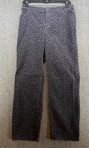Charter Club Classic Fit Womens Gray Black Animal Print Corduroy Pants 14 Petite - Picture 1 of 13