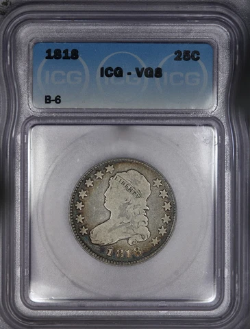 1818 Capped Bust Quarter ICG VG8 B-6 Rarity 4 Cover