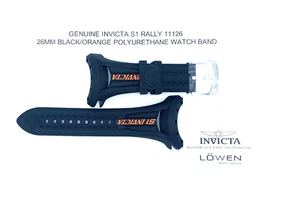 Authentic Invicta S1 Rally 11126 Black and Orange Polyurethane 26mm Watch Band - Picture 1 of 2