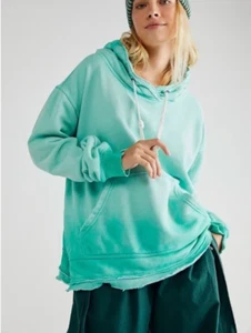NEW XS We The Free People Zuma Hooded Sweatshirt Pullover Green Kangaroo Pocket - Picture 1 of 4
