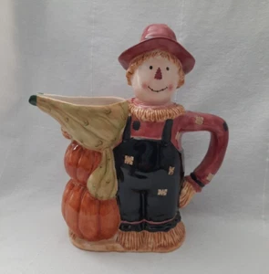 Russ Berrie & Co 10" Tall Figural Ceramic Pitcher ~ Scarecrow With Gourds ~ Nice - Picture 1 of 23