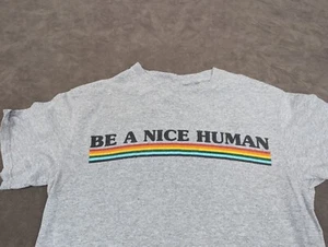 Delta pro weight size Small gray T-shirt with saying be a nice human. Unisex - Picture 1 of 7