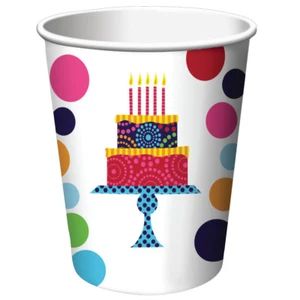 Birthday Cups Paper Birthday Cake Stand Decoration Party Supplies 8ct - Picture 1 of 1