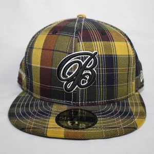 Billabong Cap Hat Mens 7 1/4 Yellow Brown Green Black Plaid Vintage 59FIFTY - Picture 1 of 8