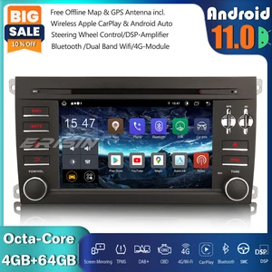 8-Kern Android 11 Autoradio GPS DAB+CarPlay Wifi 64GB CD SWC for Porsche Cayenne - Bild 1 von 13