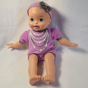 Mattel Little Mommy Baby Doll Purple Necklace Blue Eyes - Picture 1 of 14