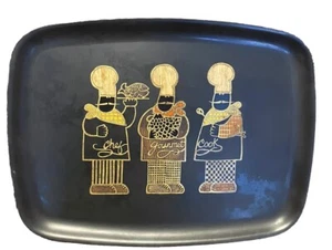 Serving Tray Handcrafted Monterey Ca Couroc Brand 3 Gourmet Chefs Vintage - Picture 1 of 7
