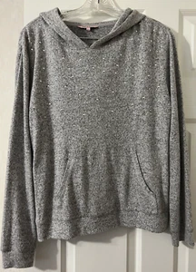 Juicy Couture Hooded Pullover Medium M Heather Gray Studded Sequins Bling - Picture 1 of 7