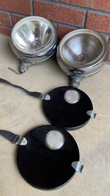 PAR -Lanternas de direção vintage Cibie côncavas 6” - COM RARAS capas de metal preto - Imagem 1 de 4