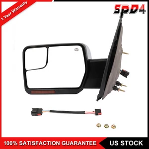 Chrome Tow Mirror Left Side For 07-14 Ford F150 Power Heated Puddle Light Signal - Picture 1 of 12