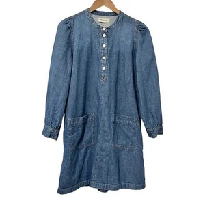 Madewell Denim Patch Pocket Popover Shirtdress Size M Blue Denim Linen Blend - Bild 1 von 7