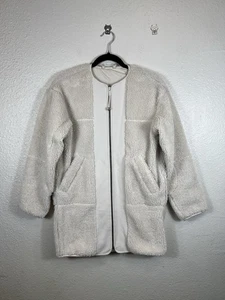 Lululemon kragenloses strukturiertes Fleece durchgehender Reißverschluss in weiß Opal Sherpa Größe 0 - Bild 1 von 8
