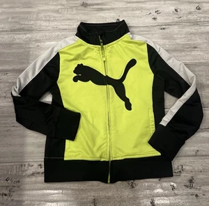 Boys Neon Yellow & Black Puma Track Jacket Size 6 - Picture 1 of 5