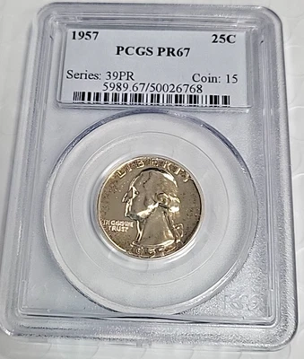 1957 Washington Quarter Proof - PCGS PR67 Condition -U62 - Image 1 of 2