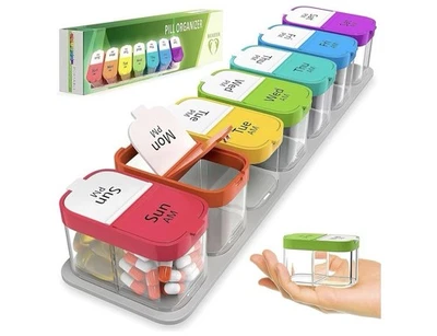 Extra Large Weekly Pill Organizer - XL Vitamin Holder with 7 Detachable AM PM... - Image 1 of 4