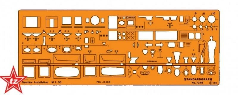 standardgraph 7348 Schablone Sanitäre Installation I.  1:50   - NEU & OVP - Bild 1 von 1