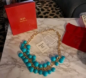 Collana vintage sensazionale Kenneth Lane KJL ispirata alla mod Sim.Turchese mai indossata - Foto 1 di 9