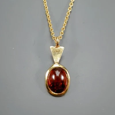 Collar de Hessonita Natural Hecho a Mano Plata de Ley 925 17"/N27323 Foto 1 de 4