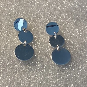 NWOT Sterling Silver Triple Dangling Discs Earrings - Picture 1 of 3