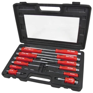 AM-TECH 12PC HEAVY DUTY ENGINEERS MECHANICS SCREWDRIVER SET HEX BOLSTERS + CASE - Picture 1 of 3