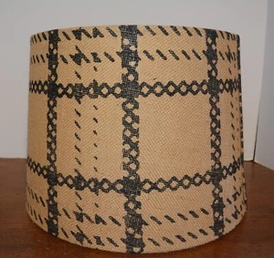 De Colección Yute/Arpillera Sobre Alambre Tambor Lámpara Pantalla 10" Cuadros Negro y Tostado - Imagen 1 de 6