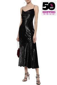 RRP€522 RACHEL ZOE Midi Dress US10 UK14 IT46 XL Lined Criss Cross Cowl Neck - Picture 1 of 6