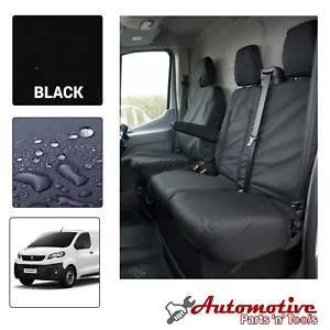 Fundas de asiento negras a medida para Peugeot Expert 2016 - conductor delantero y pasajeros - Imagen 1 de 3