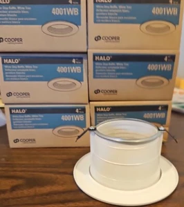 6 Pk! HALO E26 Series 4 in. White Recessed Ceiling Light Plastic Step Baffle NEW - Picture 1 of 3