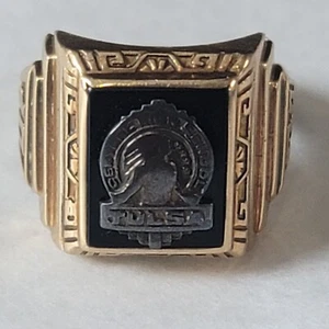  1934 TULSA CENTRAL HIGH SCHOOL BRAVES 10K GOLD SCHOOL CLASS RING SIZE 5.5 - Picture 1 of 11