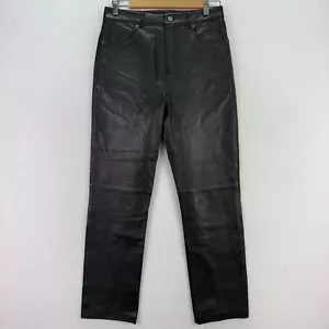 Reformation Veda Lamb Leather Black Straight Leg Pants Women's Size 4 - Picture 1 of 13