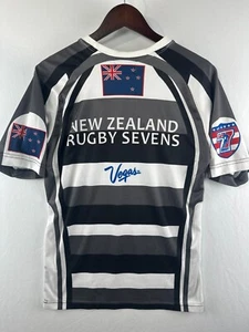 USA Sevens Nuova Zelanda Rugby Nero Grigio Maglia a Righe Uomo Taglia Small - Foto 1 di 13
