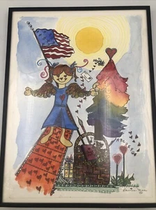 Edwina Mae Eldridge Signed Ltd Edition Framed Watercolor On The Wings Of Love 97 - Picture 1 of 10