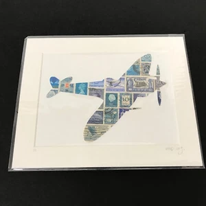 Stamposaurus Postal Stamp Blue Airplane Nursery Matted Wall Art 8x10 To Frame - Picture 1 of 3