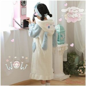 Home Clothes Cinnamoroll Coral Fleece Winter Warm Nightgown Hooded Pajamas