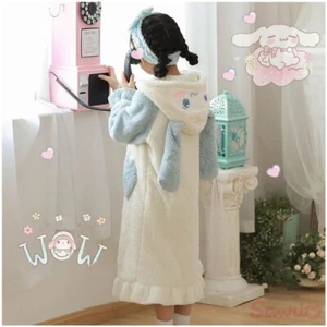 Cinnamoroll Coral Fleece Winter Warm Nightgown Hooded Pajamas girl dress - Picture 1 of 30