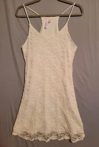 Francesca Alya Womens Sz Small White Lace Sheath Dress Lined Racerback Sundress - Picture 1 of 10