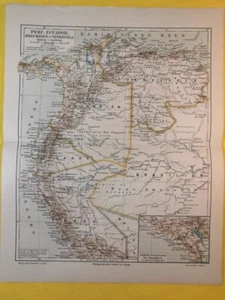 1877 Peru Ecuador Venezuela Colombia Geographical Vintage Map 11.5 x 9" C20-7 - Picture 1 of 3
