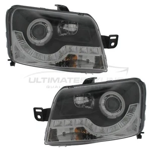 Fits Fiat Panda Headlights 2003-2009 Black LED DRL Projector Xenon Look Upgrade - Picture 1 of 12